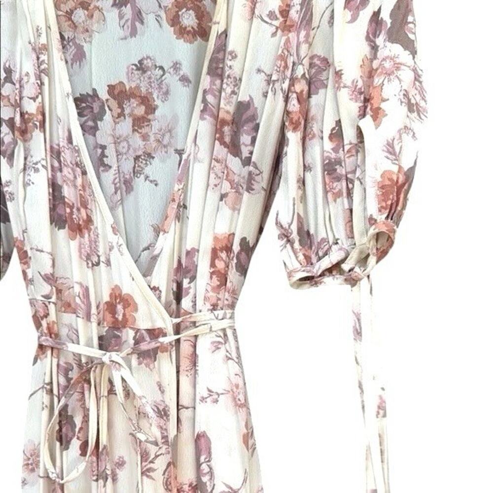 Christy Dawn Augusta Wrap Dress Floral Cream Pink Midi Sustainable XL - Picture 4 of 11